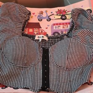 O.I.M. Black and White Checkered Crop Top